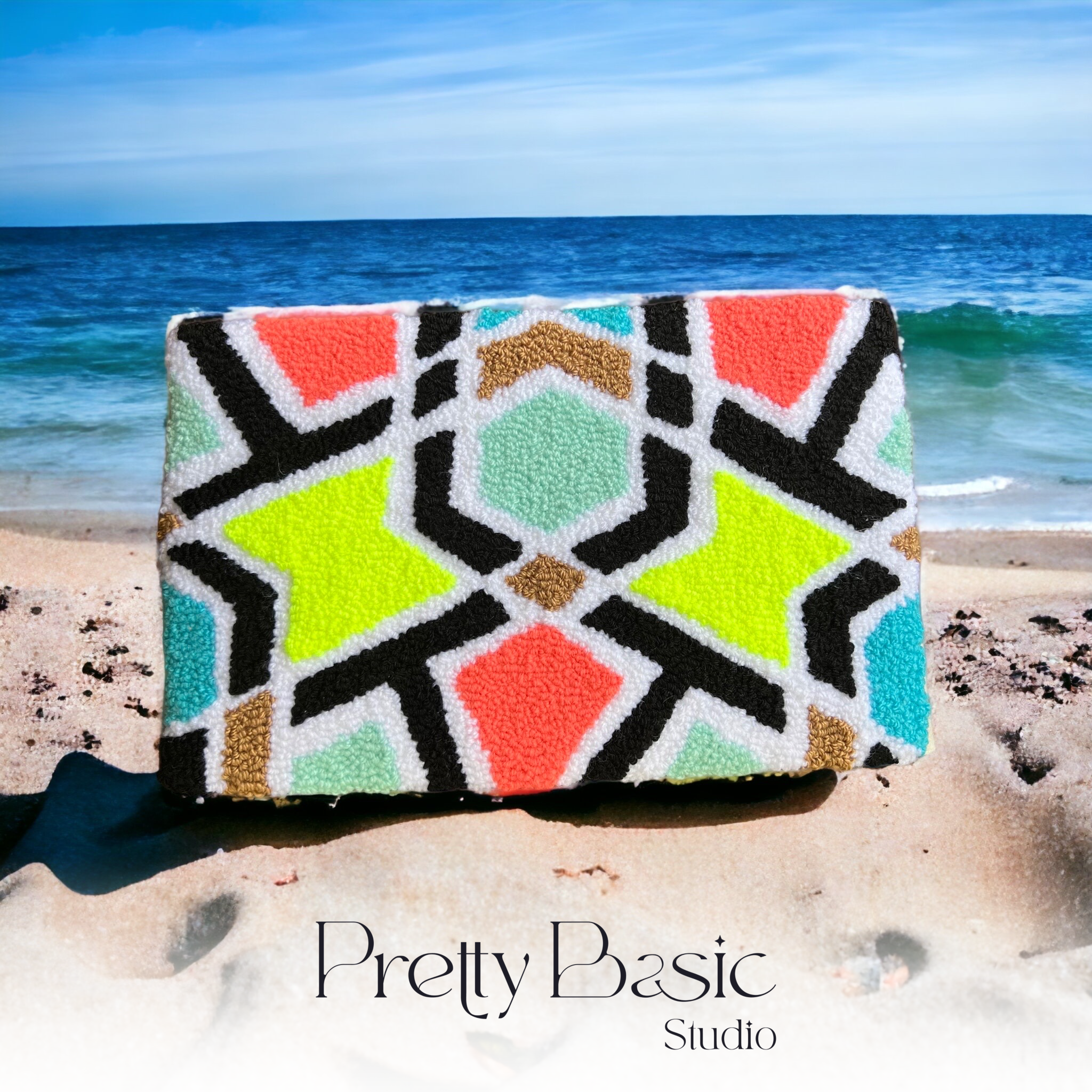 Neon Hand Tufted Clutch