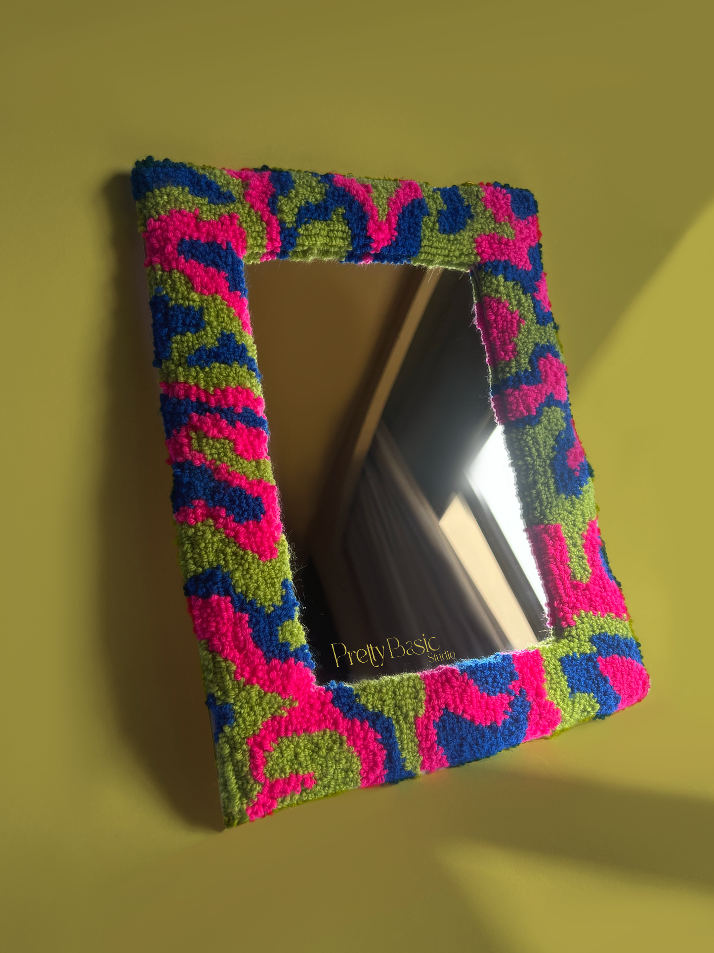 Colorful abstract Hand-Tufted mirror