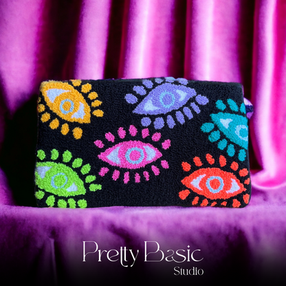 Neon eyes Hand-Tufted Clutch