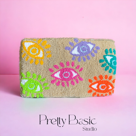 Neon eyes Hand Tufted Clutch